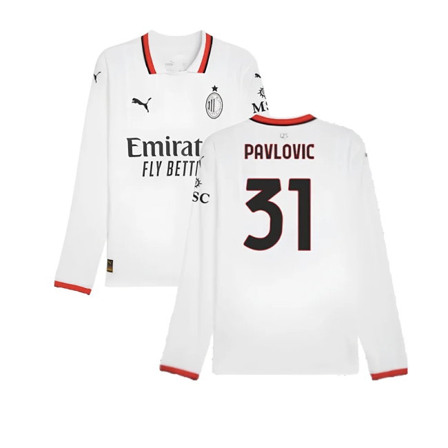 2024-2025 AC Milan Away Long Sleeve Shirt (Pavlovic 31) — Shop Now