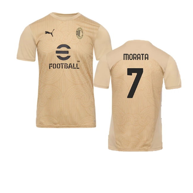 2024-2025 AC Milan Pre-Match Shirt (Putty) (Morata 7) — Shop Online