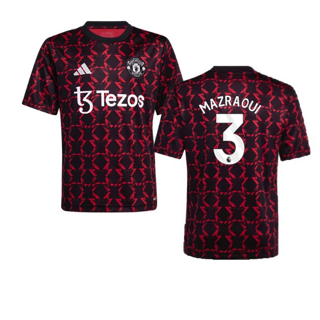 2024-2025 Man Utd Pre-Match Shirt (Black) - Kids (Mazraoui 3) — Buy Online