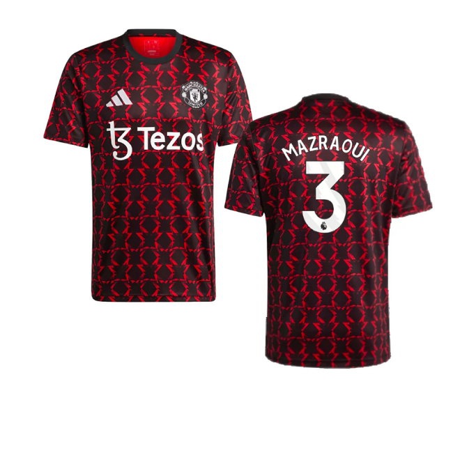2024-2025 Man Utd Pre-Match Shirt (Black) (Mazraoui 3) — Shop Now