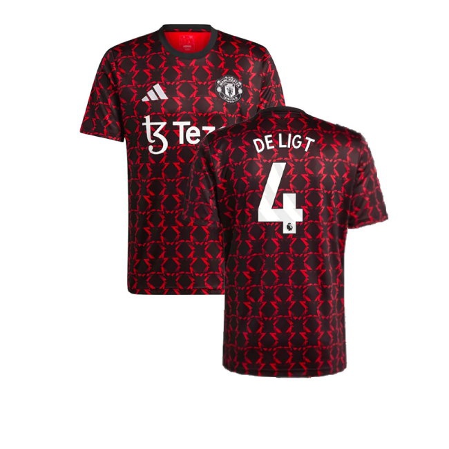 2024-2025 Man Utd Pre-Match Shirt (Black) (De Ligt 4) — Shop Now