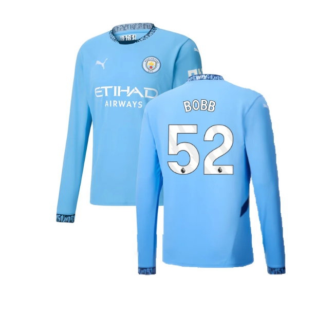 2024-2025 Man City Home Long Sleeve Shirt (Bobb 52) — Shop Online