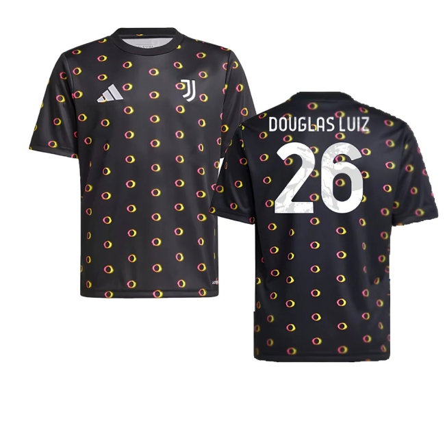 2024-2025 Juventus Pre-Match Shirt (Black) - Kids (Douglas Luiz 26) — Shop Online