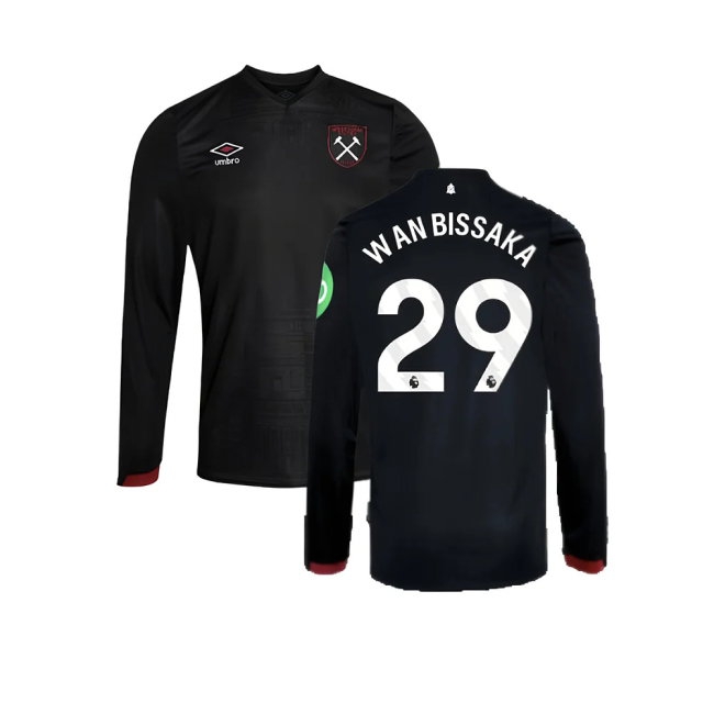2024-2025 West Ham Long Sleeve Away Shirt (Kids) (Wan Bissaka 29) — Buy Now