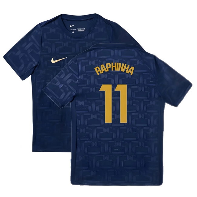 2024-2025 Barcelona Pre-Match Training Shirt (Navy) - Kids (Raphinha 11) — Buy Now