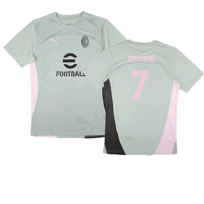 2024-2025 AC Milan Training Shirt (Green Fog) (Morata 7) — Shop Online