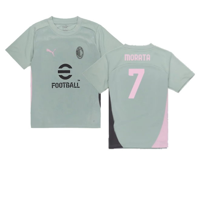 2024-2025 AC Milan Training Shirt (Green Fog) - Kids (Morata 7) — Buy Now