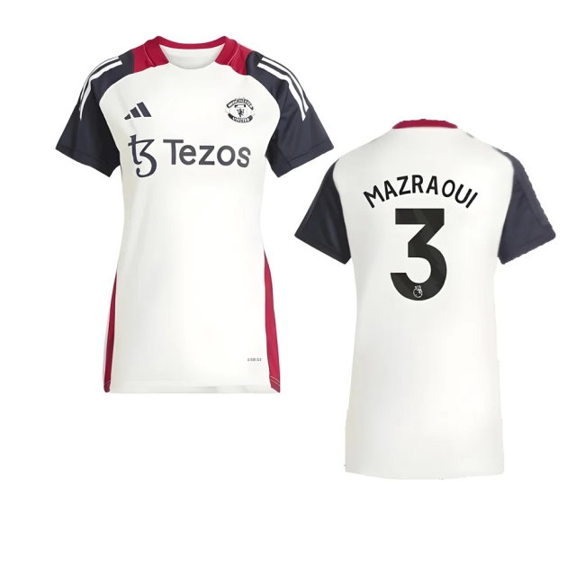 2025 Man Utd Training Jersey (Off White) - Womens (Mazraoui 3) — Buy Now