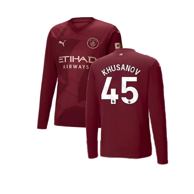 2024-2025 Man City Third Long Sleeve Shirt (Khusanov 45) — Shop Now