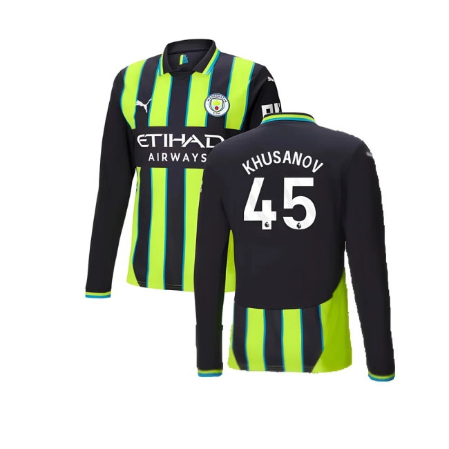 2024-2025 Man City Away Long Sleeve Shirt (Khusanov 45) — Shop Online
