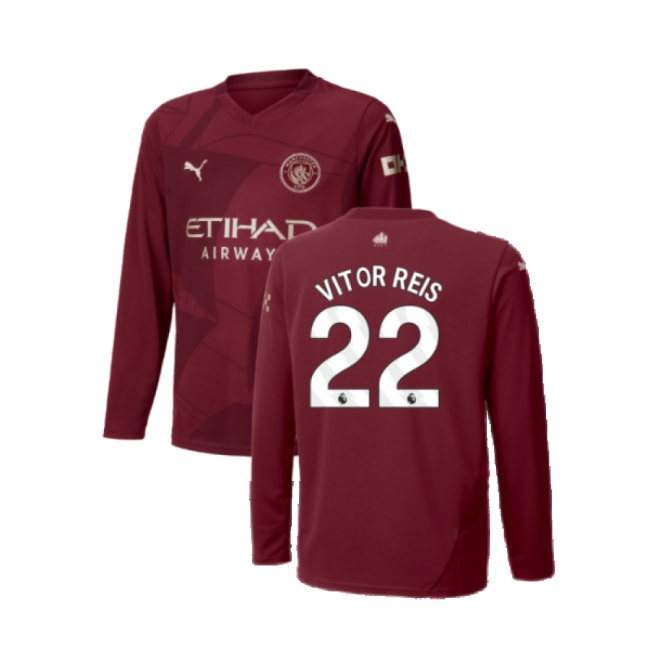 2024-2025 Man City Third Long Sleeve Shirt (Kids) (Vitor Reis 22) — Shop Online