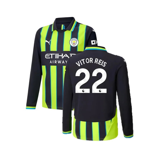 2024-2025 Man City Away Long Sleeve Shirt (Kids) (Vitor Reis 22) — Buy Now