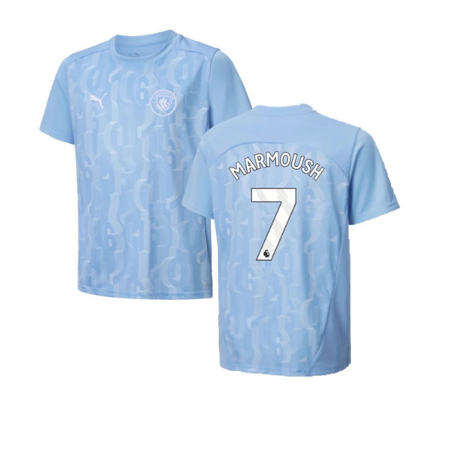 2024-2025 Man City Prematch SS Shirt (Light Blue) - Kids (Marmoush 7) — Buy Online