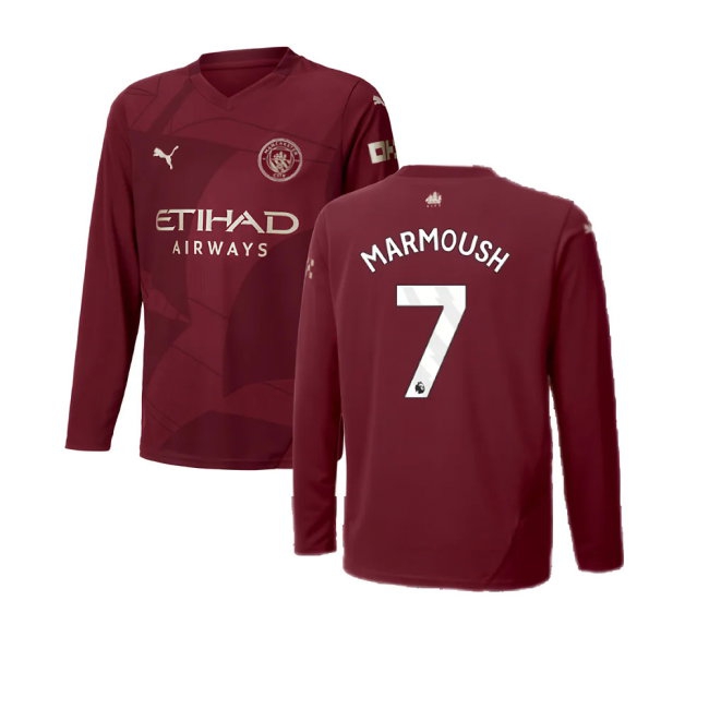 2024-2025 Man City Third Long Sleeve Shirt (Kids) (Marmoush 7) — Buy Online