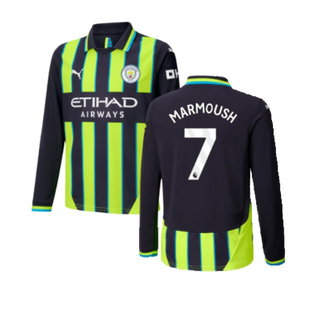 2024-2025 Man City Away Long Sleeve Shirt (Kids) (Marmoush 7) — Buy Now