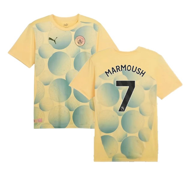 2024-2025 Man City Prematch SS Shirt (Flaxen) (Marmoush 7) — Buy Online
