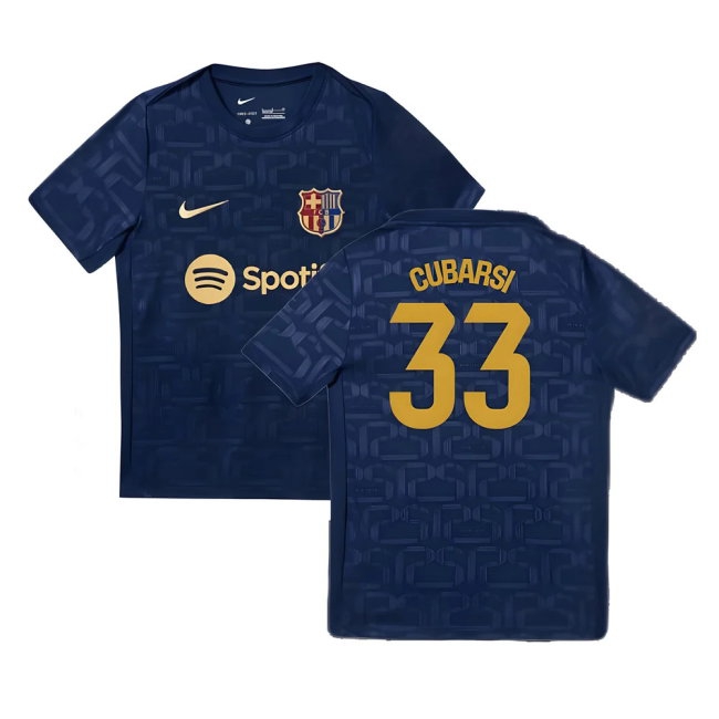 2024-2025 Barcelona Pre-Match Training Shirt (Navy) - Kids (Cubarsi 33) — Shop Online