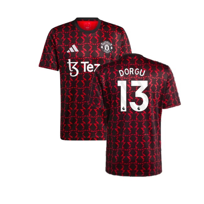 2024-2025 Man Utd Pre-Match Shirt (Black) (Dorgu 13) — Buy Online