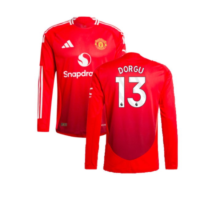 2024-2025 Man Utd Player Version Long Sleeve Home Shirt (Dorgu 13) — Shop Now