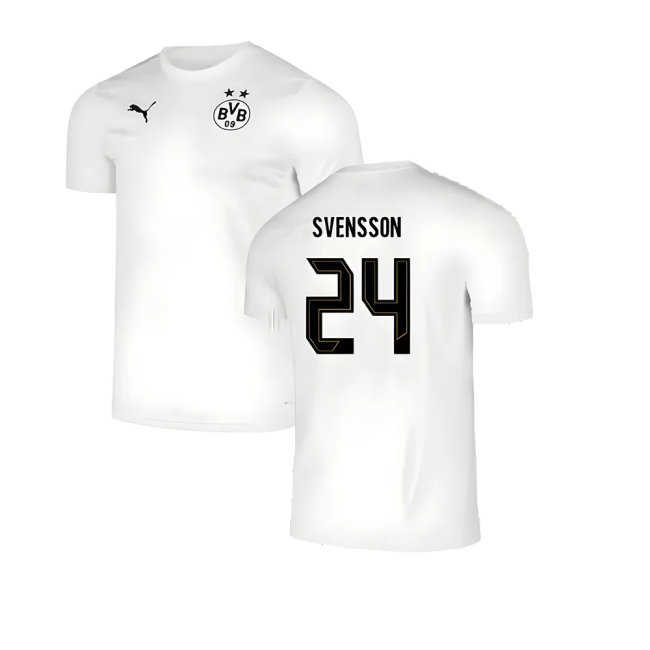 2024-2025 Borussia Dortmund Pre-Match Shirt (White) (Svensson 24) — Shop Online