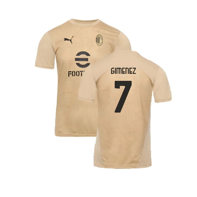 2024-2025 AC Milan Pre-Match Shirt (Putty) (Gimenez 7) — Shop Online