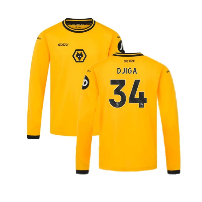 2024-2025 Wolves Long Sleeve Home Shirt (Kids) (Djiga 34) — Buy Now
