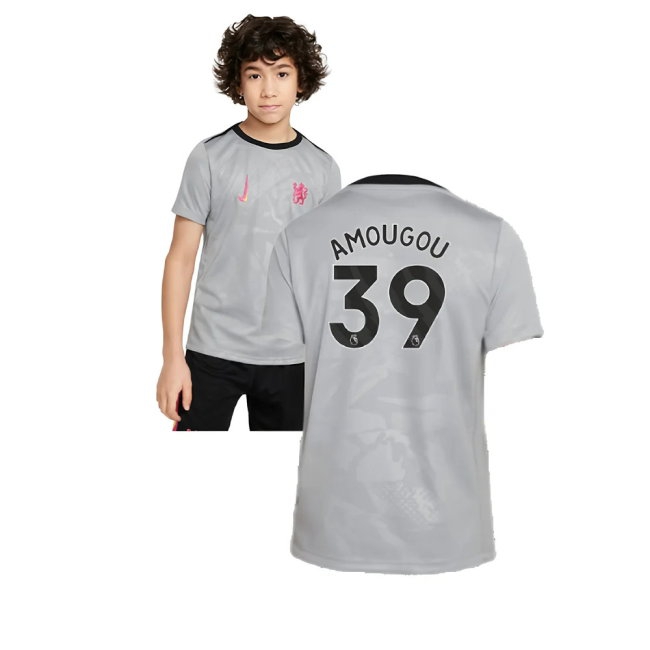 2024-2025 Chelsea Third Academy Pre-Match Shirt (Grey) - Kids (Amougou 39) — Shop Now