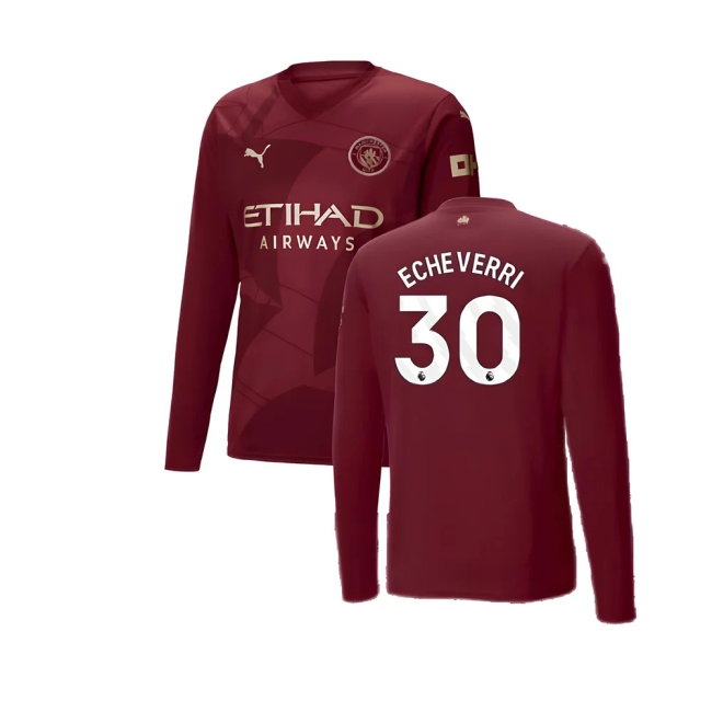 2024-2025 Man City Third Long Sleeve Shirt (Echeverri 30) — Shop Online
