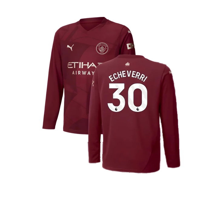 2024-2025 Man City Third Long Sleeve Shirt (Kids) (Echeverri 30) — Shop Online