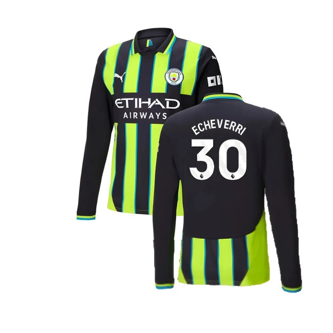 2024-2025 Man City Away Long Sleeve Shirt (Echeverri 30) — Shop Now