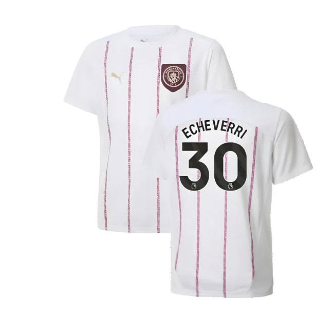 2024-2025 Man City Prematch SS Jersey (White) - Kids (Echeverri 30) — Shop Now