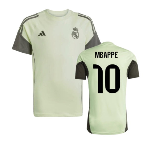 2025-2026 Real Madrid Training Tee (Almost Lime) - Kids (Mbappe 10) — Shop Online