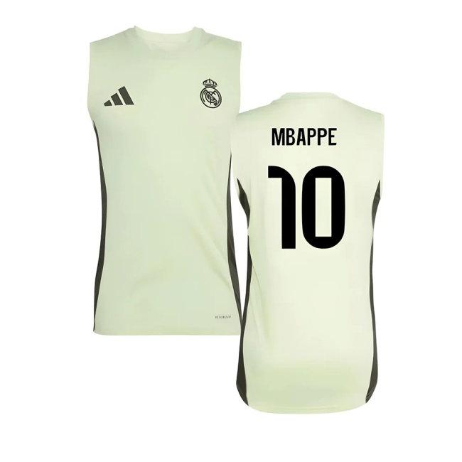 2025-2026 Real Madrid Sleeveless Training Jersey (Almost Lime) (Mbappe 10) — Shop Online