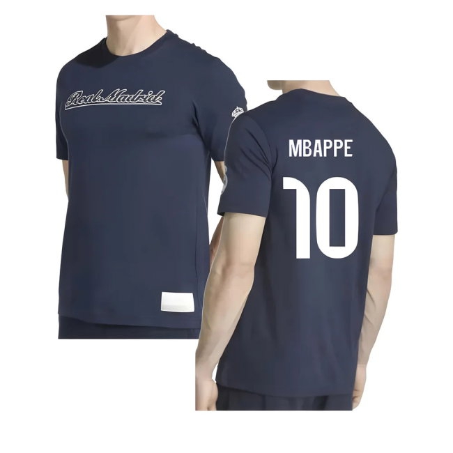 2025-2026 Real Madrid US Tee (Navy) (Mbappe 10) — Shop Now