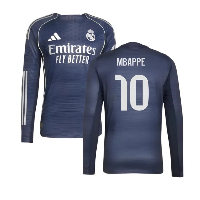 2025-2026 Real Madrid Player Version Long Sleeve Away Shirt (Mbappe 10) — Shop Now