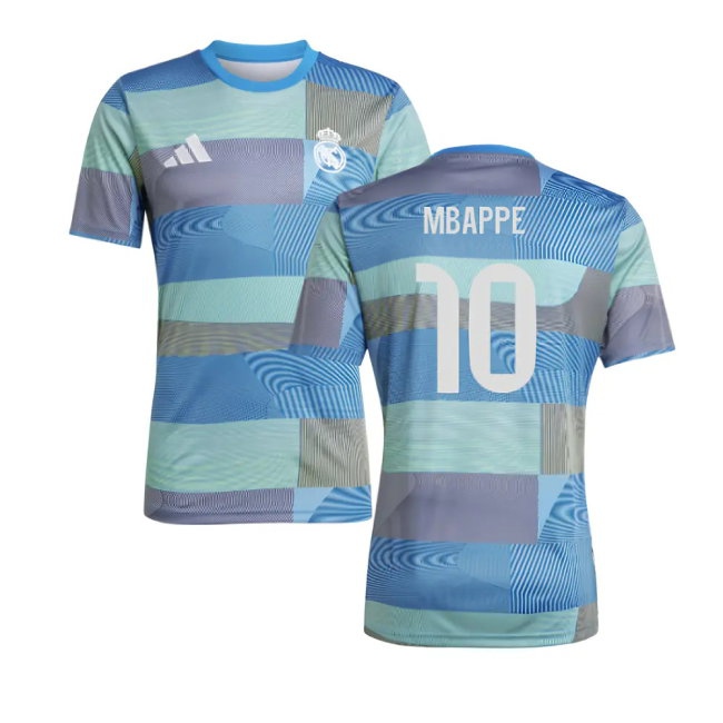 2025-2026 Real Madrid Pre-Match Shirt (Blue) (Mbappe 10) — Buy Online