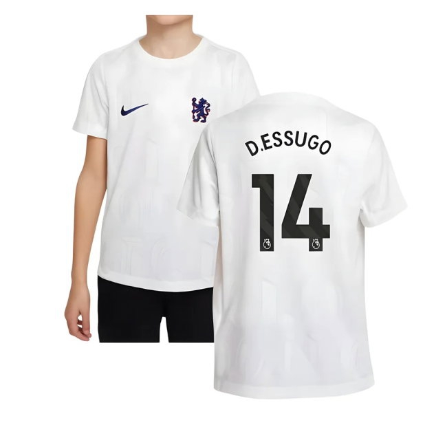 2025-2026 Chelsea Pre-Match Shirt (White) - Kids (D.Essugo 14) — Buy Now