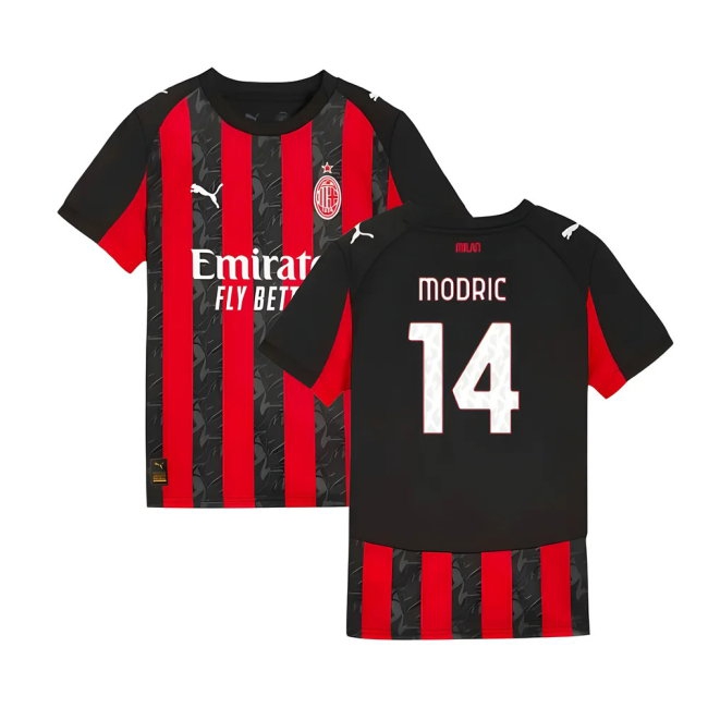 2025-2026 AC Milan Home Shirt (Kids) (Modric 14) — Shop Online
