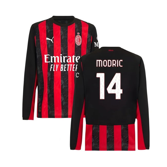 2025-2026 AC Milan Long Sleeve Home Shirt (Modric 14) — Shop Now