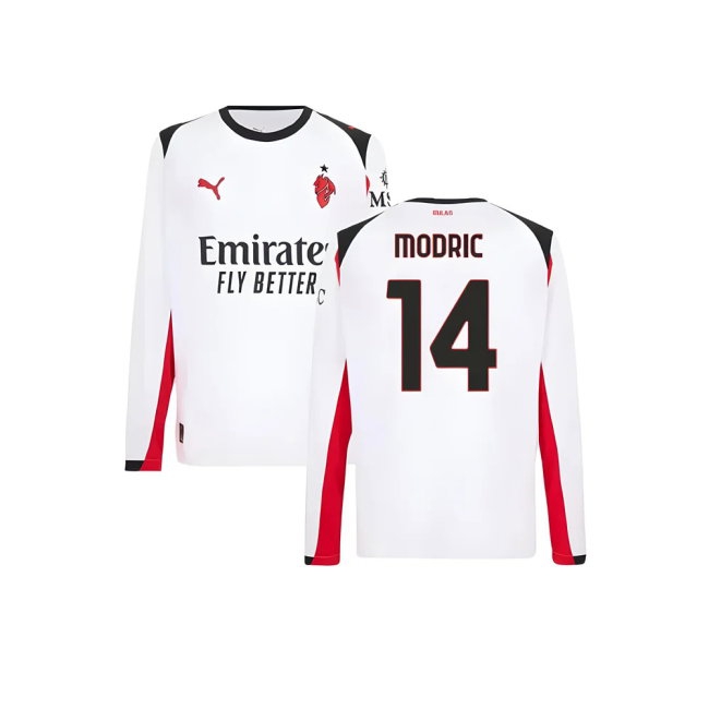 2025-2026 AC Milan Long Sleeve Away Shirt (Modric 14) — Shop Online