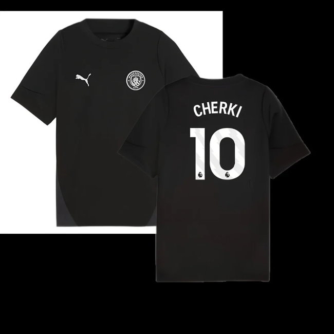 2025-2026 Man City Training Jersey (Black) - Kids (Cherki 10) — Buy Now