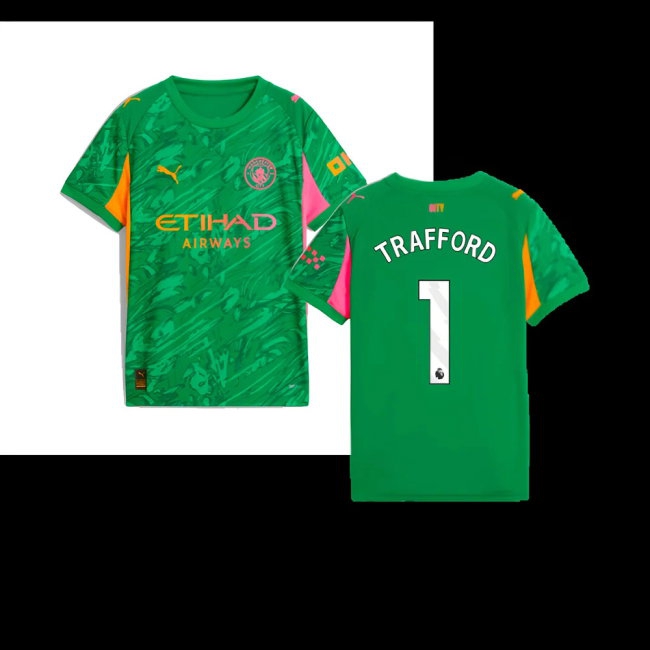 2025-2026 Man City Goalkeeper Away Shirt (Green) - Kids (Trafford 1) — Shop Now