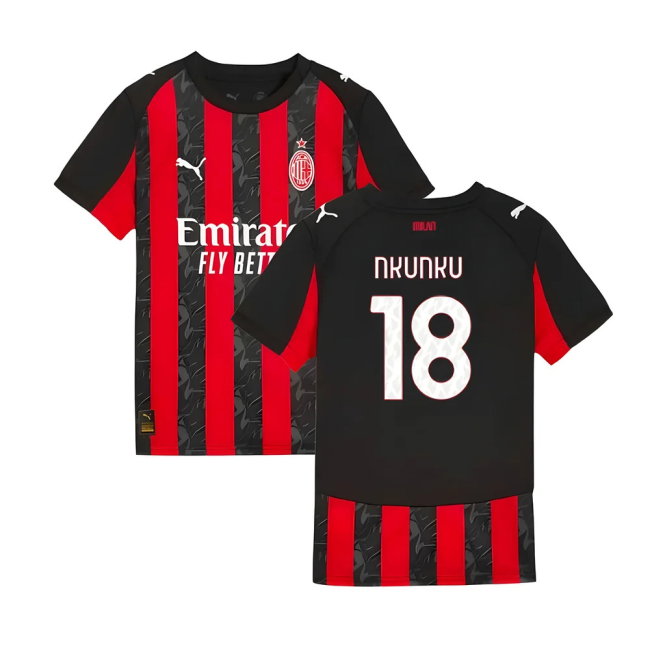 2025-2026 AC Milan Home Shirt (Kids) (Nkunku 18) — Shop Now