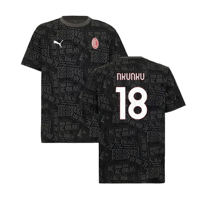 2025-2026 AC Milan ftblCulture Tee AOP (Black) (Nkunku 18) — Shop Online
