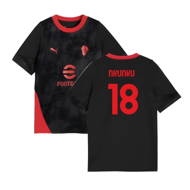 2025-2026 AC Milan Training Jersey (Black) - Kids (Nkunku 18) — Shop Now