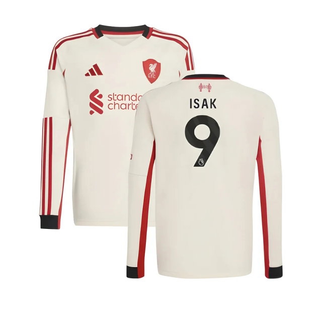 2025-2026 Liverpool Away Long Sleeve Shirt (Kids) (Isak 9) — Shop Online