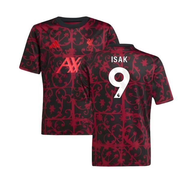 2025-2026 Liverpool Pre-Match Shirt (Black) - Kids (Isak 9) — Buy Now