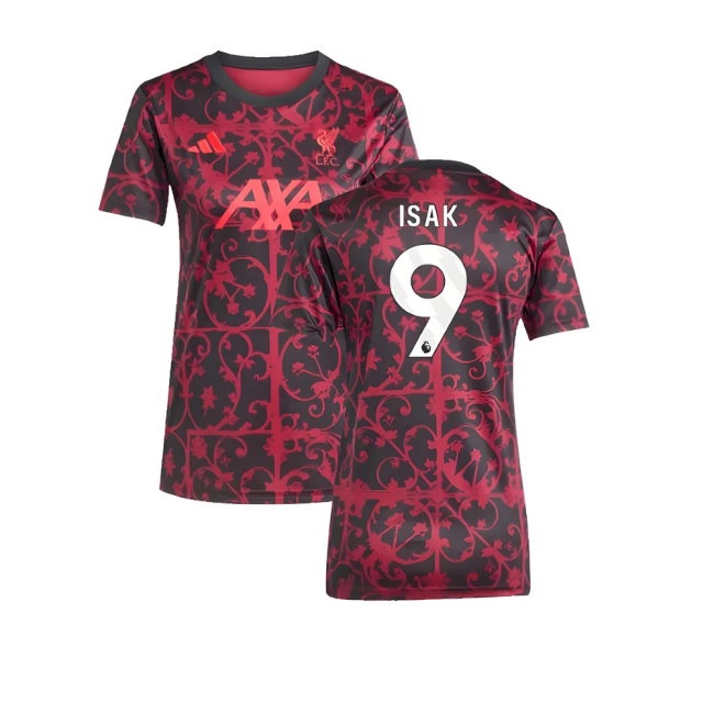 2025-2026 Liverpool Pre-Match Shirt (Black) - Womens (Isak 9) — Shop Online