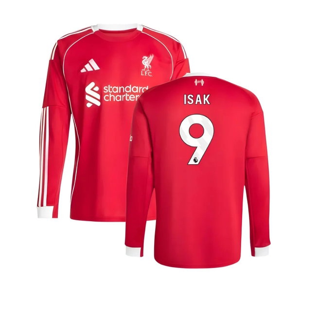 2025-2026 Liverpool Long Sleeve Home Shirt (Isak 9) — Shop Now