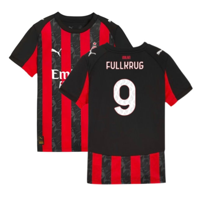 2025-2026 AC Milan Home Shirt (Kids) (Fullkrug 9) — Buy Now